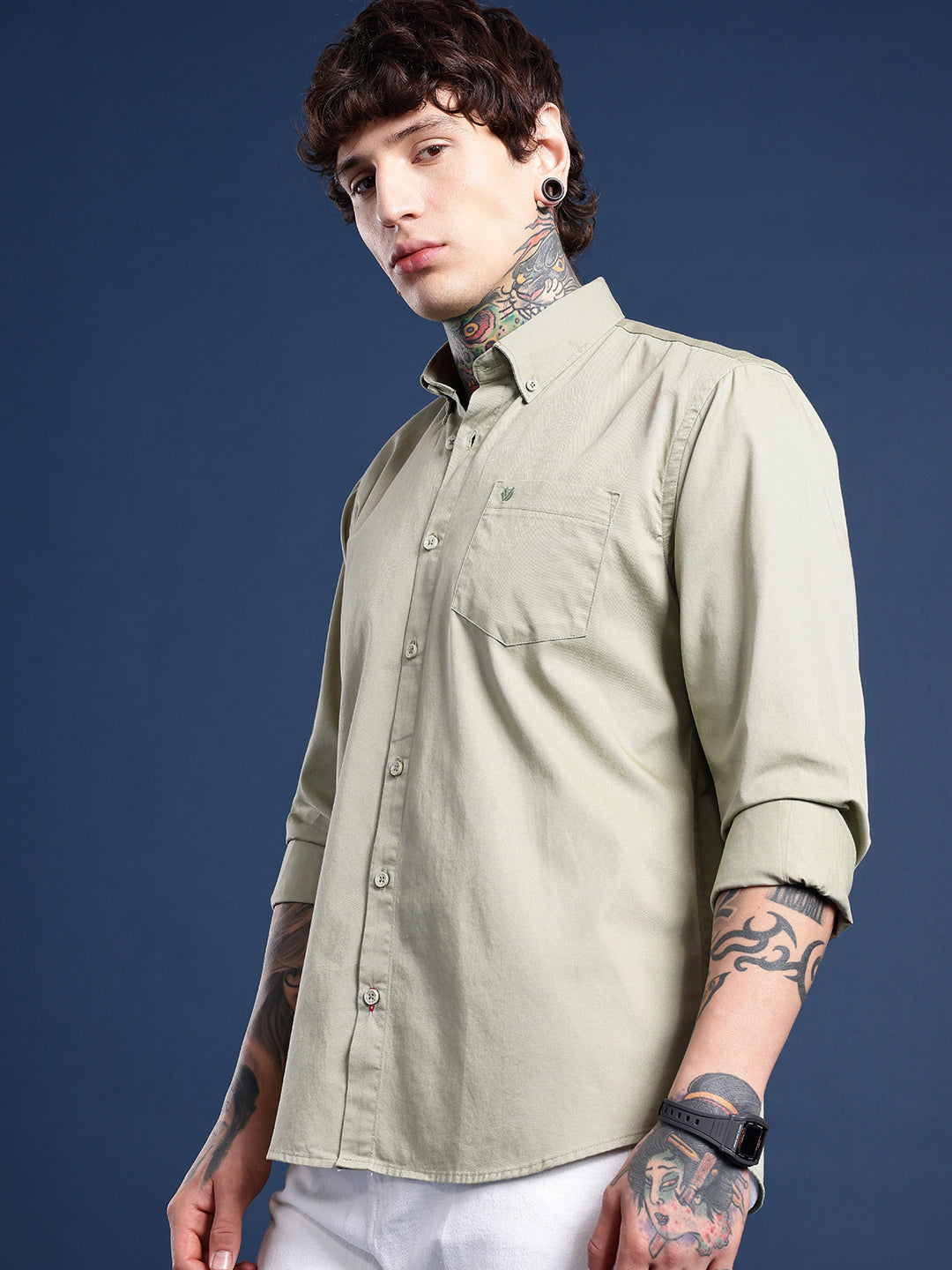 Olive Full Sleeve Pure Cotton Shirt