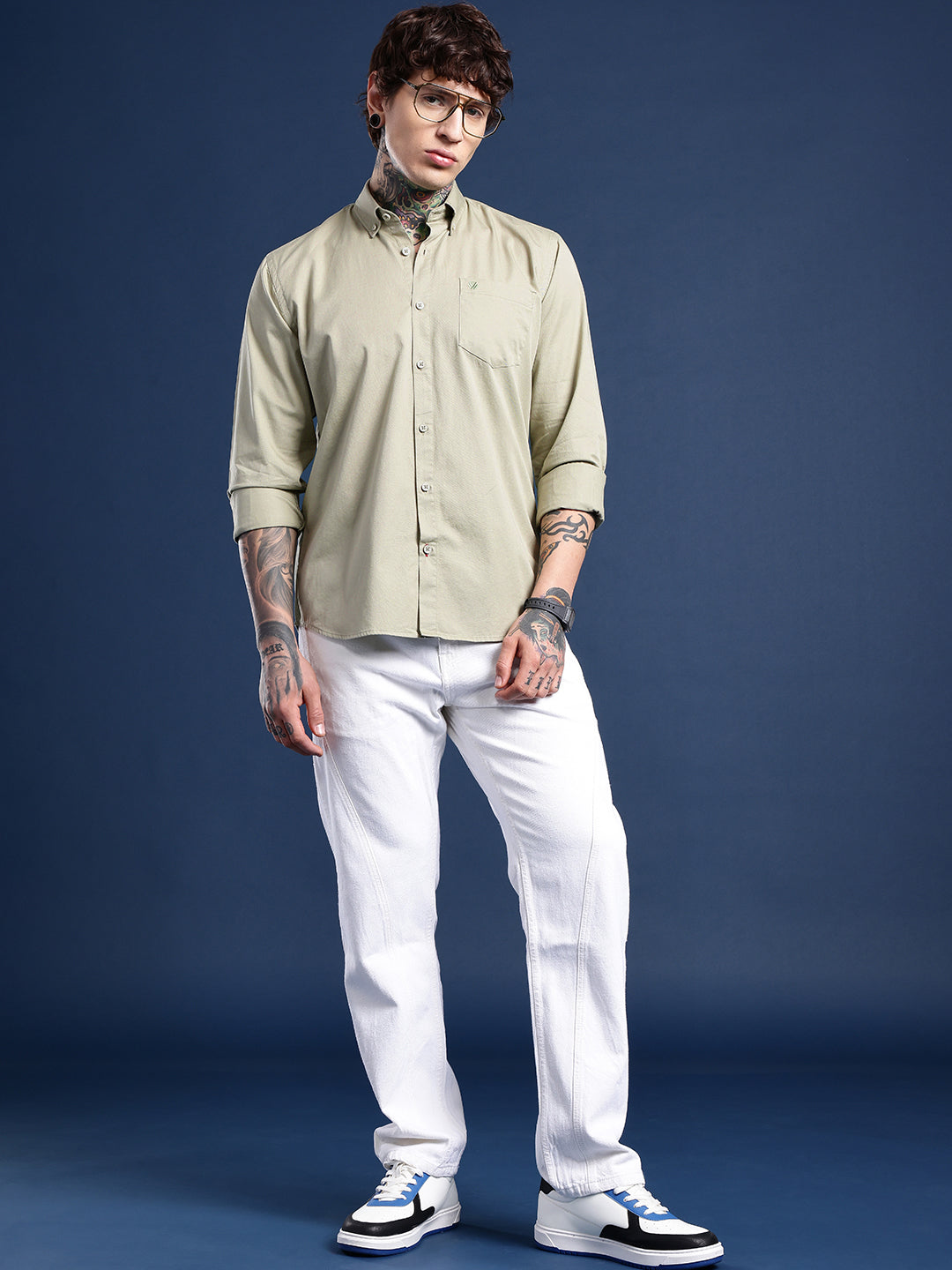 Olive Full Sleeve Pure Cotton Shirt