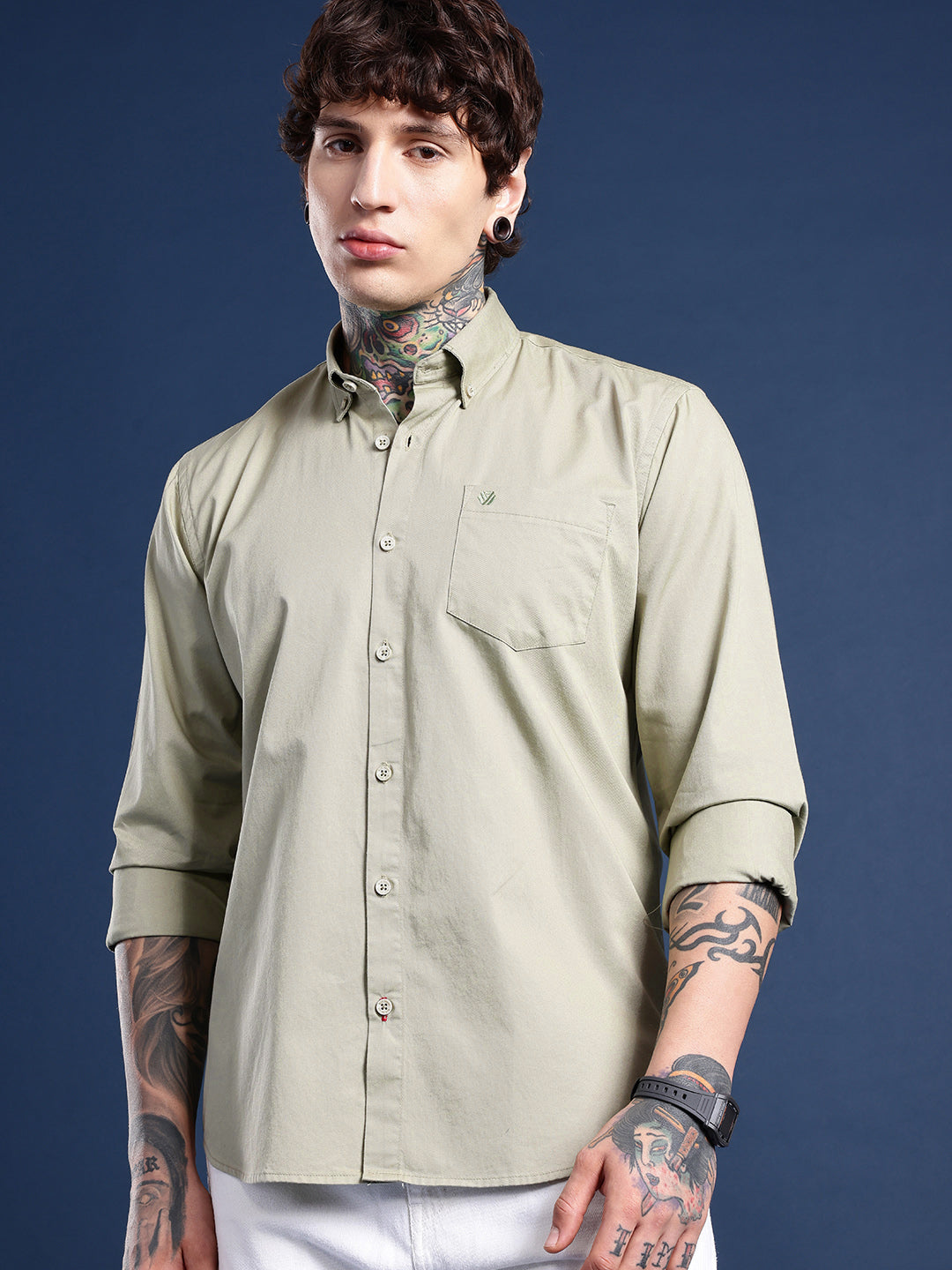 Olive Full Sleeve Pure Cotton Shirt