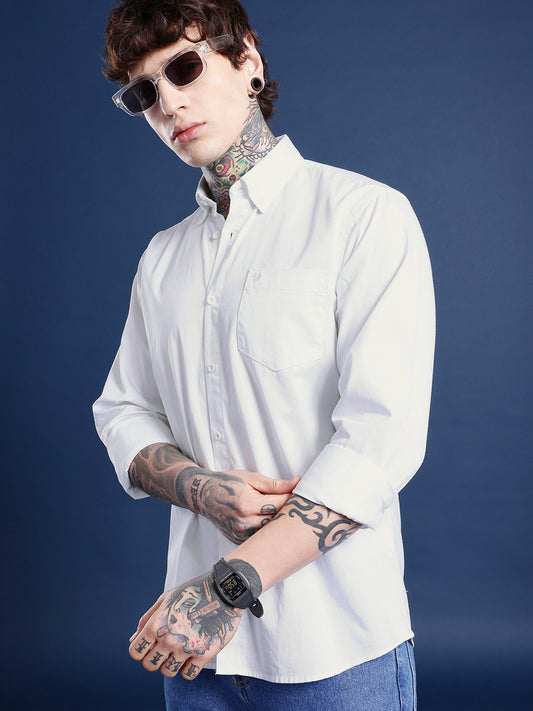 White Full Sleeve Pure Cotton Shirt