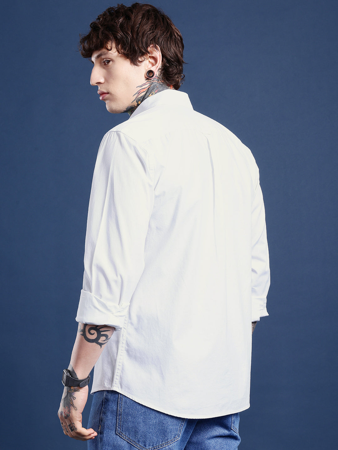 White Full Sleeve Pure Cotton Shirt
