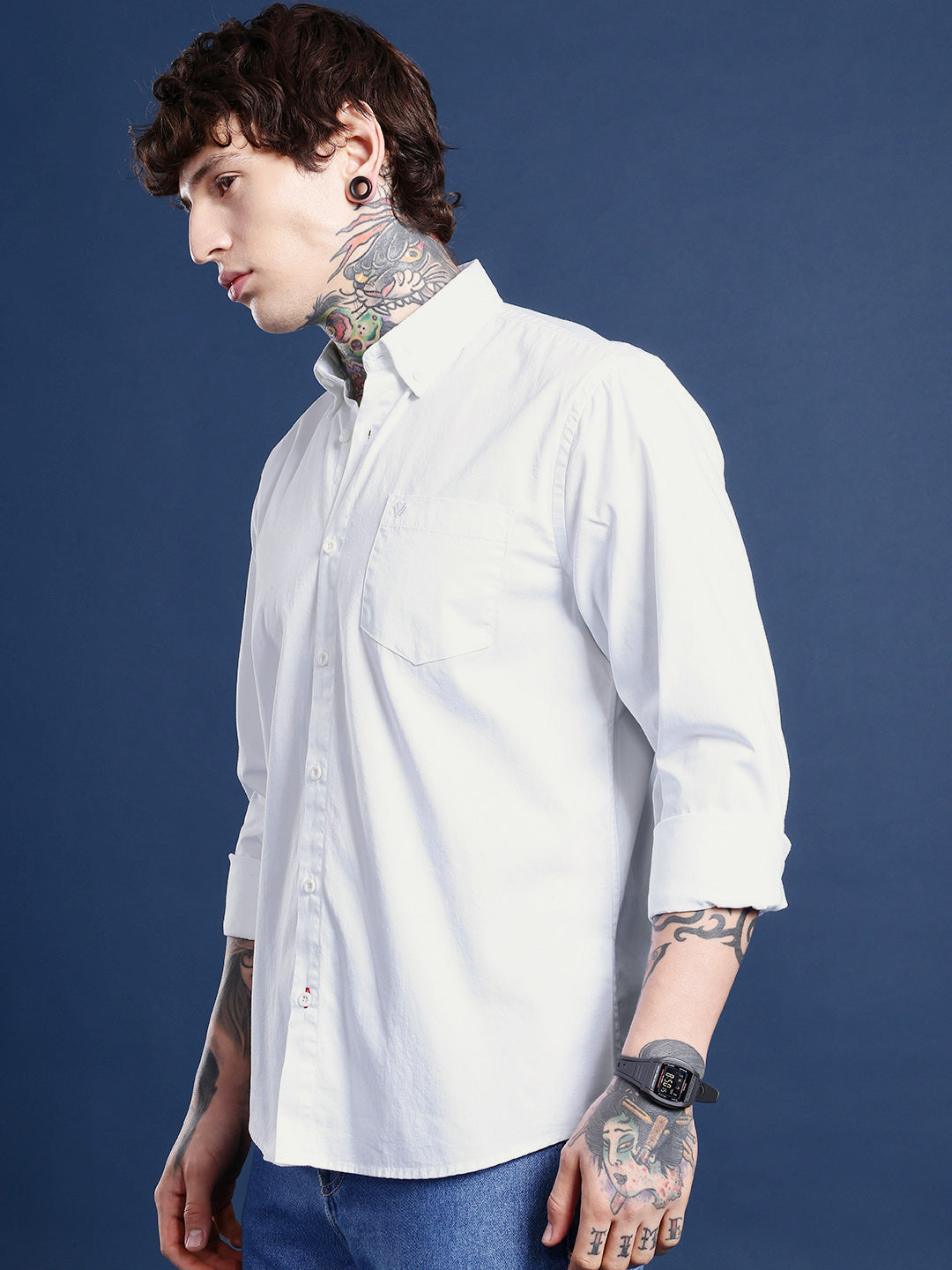 White Full Sleeve Pure Cotton Shirt