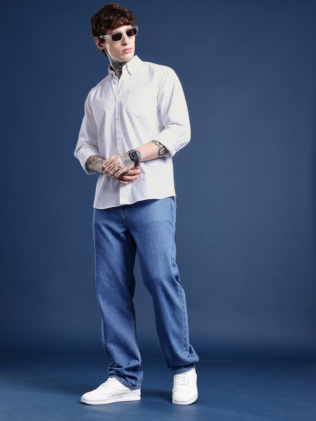 White Full Sleeve Pure Cotton Shirt