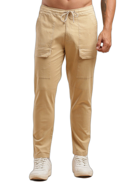 Cream Cotton Straight Fit Utility Cargo