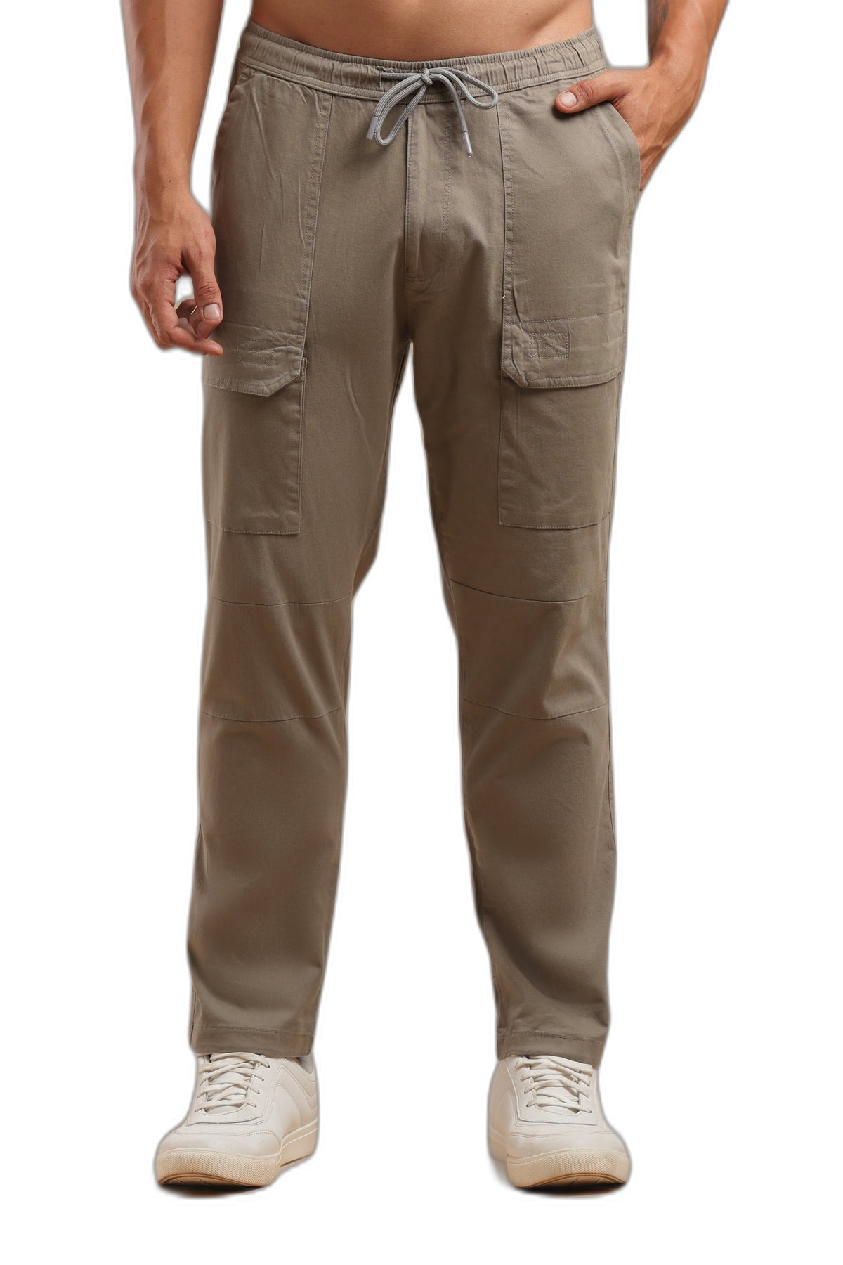 Grey Cotton Straight Fit Utility Cargo