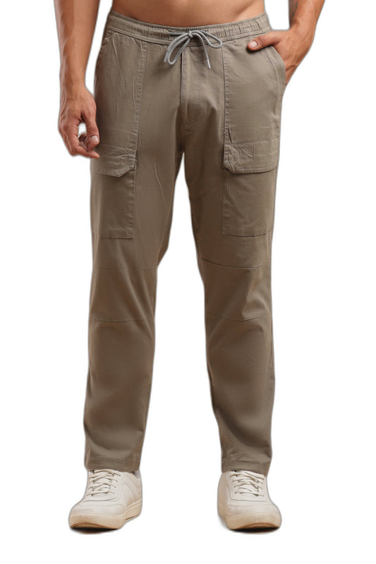 Grey Cotton Straight Fit Utility Cargo