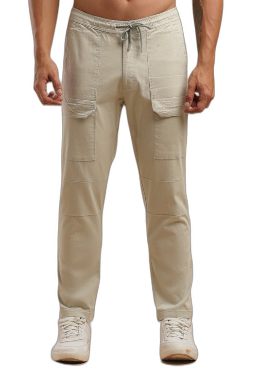 Off White Cotton Straight Fit Utility Cargo