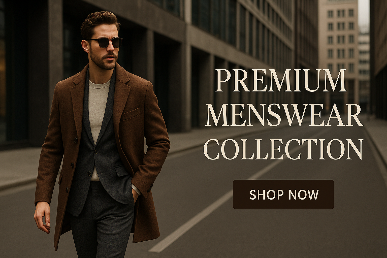 Premium Men's Fashion Banner with Model