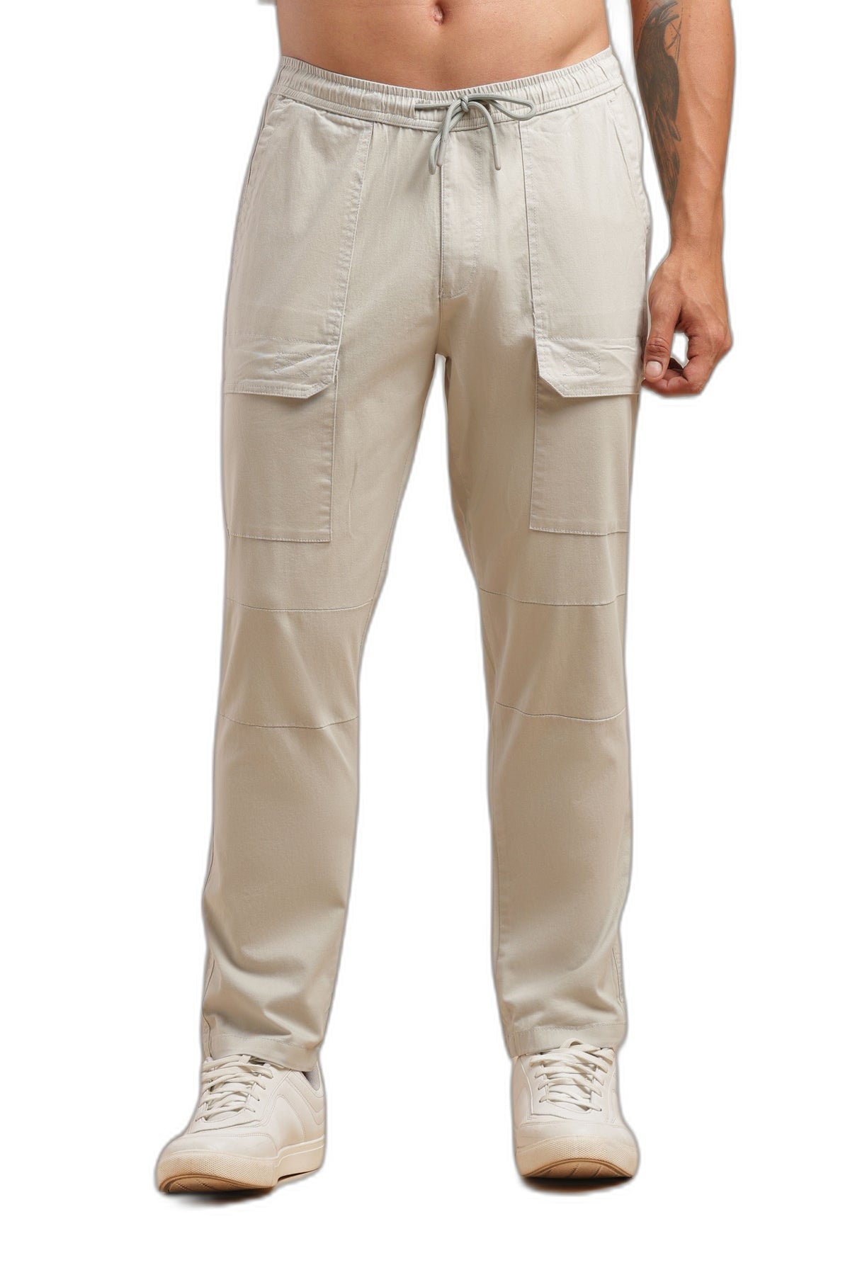 Silver Cotton Straight Fit Utility Cargo